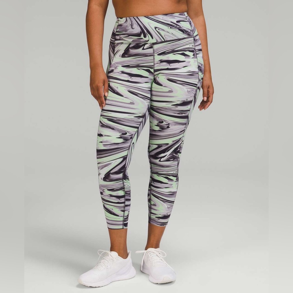 Lululemon Fast and Free High-Rise Tight 25" Leggings Paint Glide Warp Multi 4